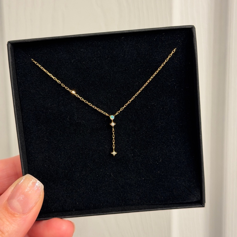 RARE Catbird Spring Fairy Opal Gold Necklace with Diamond Accent Lariat - Picture 11 of 13